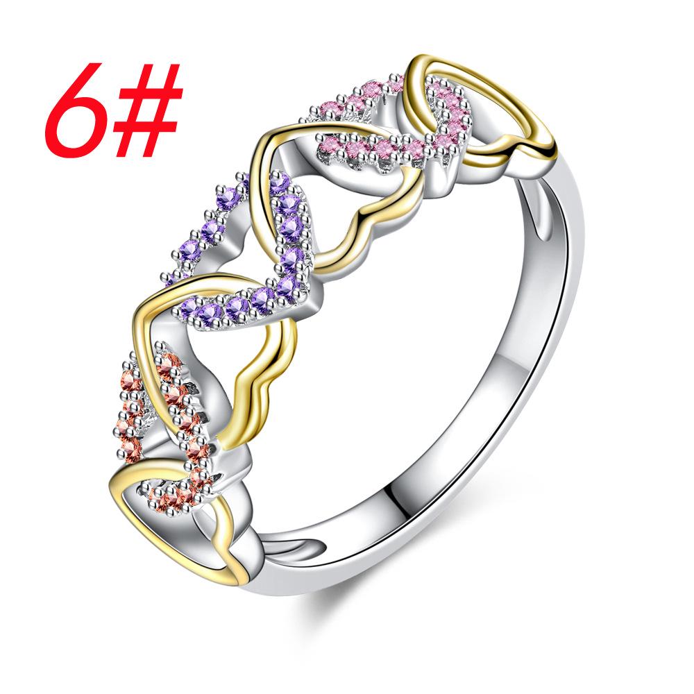 Two-Tone Heart-Shaped Zircon Ring - Women's Light Luxury Fashion Design