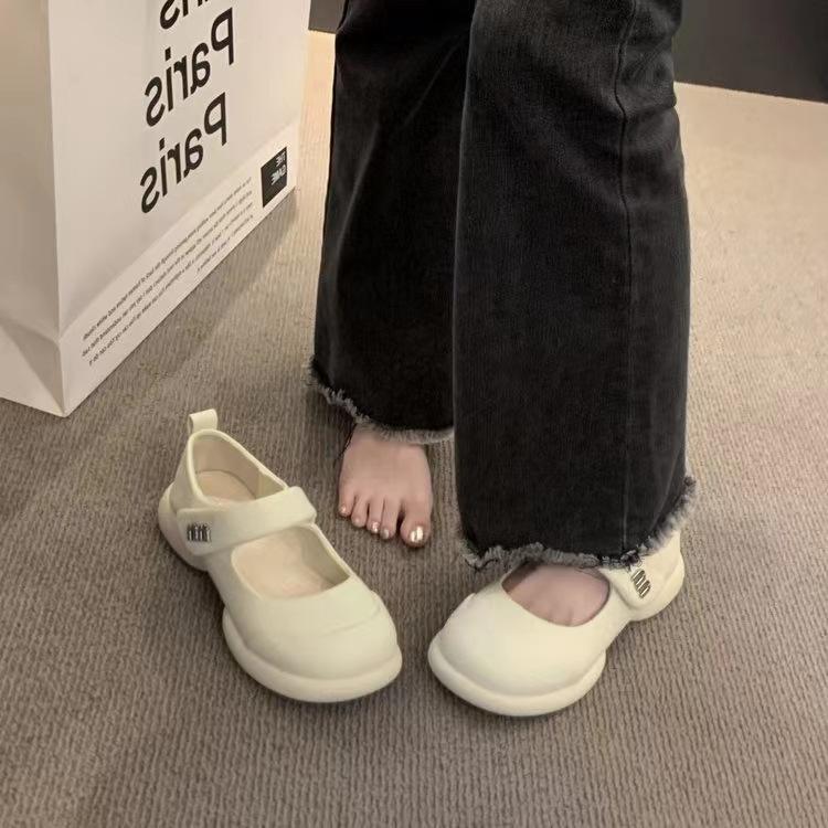 Elegantní temperament Tlustý spodní díl Mary Jane Boty Dámské léto Shallow Mouth Měkký spodek Malý parfémový styl se sukní, jednoduché boty