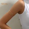 2 Pcs Women Bracelets Double-layer Open Adjustable Polished Anti-slip Exaggerated Style Solid Color Metal Arm Cuffs Lady Jewelry