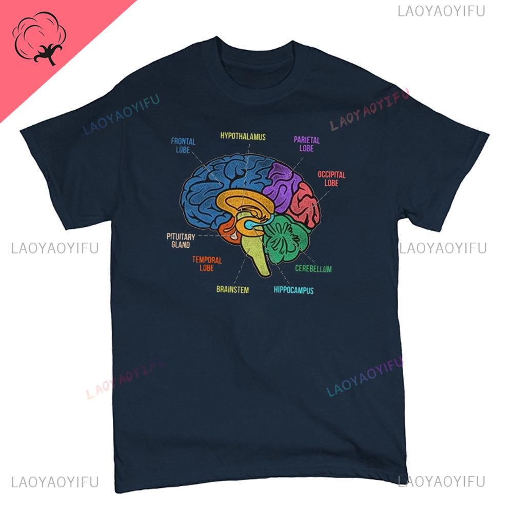 Funny Part of The Brain Color Chart High Quality Tshirt Neurology Print Harajuku Unisex Summer Short Sleeve Gift Tshirt Tops