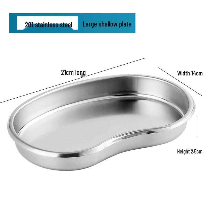 Vas chirurgical grosit din oțel inoxidabil 304 în formă de rinichi, anti-iodofor, tavă de dezinfecție, mare/mediu.
