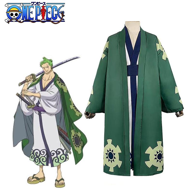 Roronoa One Piece Zoro Cosplay Costume Kimono Robe Full Suit Halloween Play Role