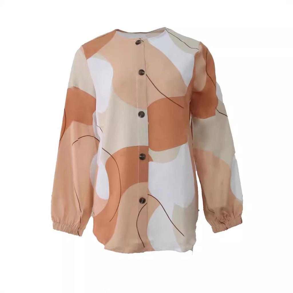 2023 Women's Floral Bubble Sleeve Muslim Top