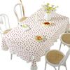 Small Fresh Cotton Printed Strawberry Lotus Leaf Edge Fungus Edge White Ball Coffee Table Tablecloth Dining Table Cloth Outdoor Picnic Decoration