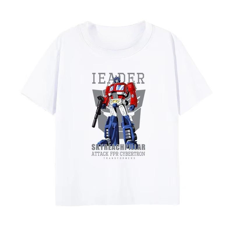2026 Cotton Breathable Childrens Tshirt Transformers Cartoon Printed Fashion Parent Child Wear Mens and Womens Short Sleeves