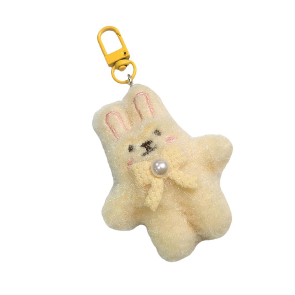 Entzückende Plüschhasen-Schlüsselanhänger Flauschiger Hasen-Schlüsselanhänger Anhänger-Accessoire mit Perlenschleife Tolles Geburtstagsgeschenk