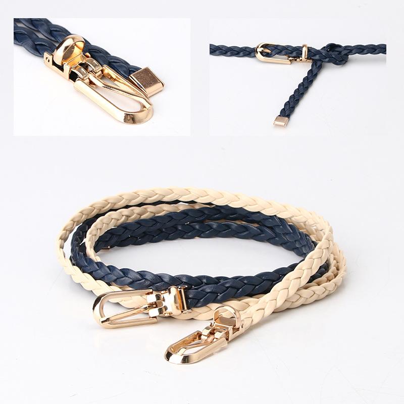 Korean Style Fashionable Women's Knitted Thin Belt Women's High-end Dress Suit Small Belt Pin Buckle Belt