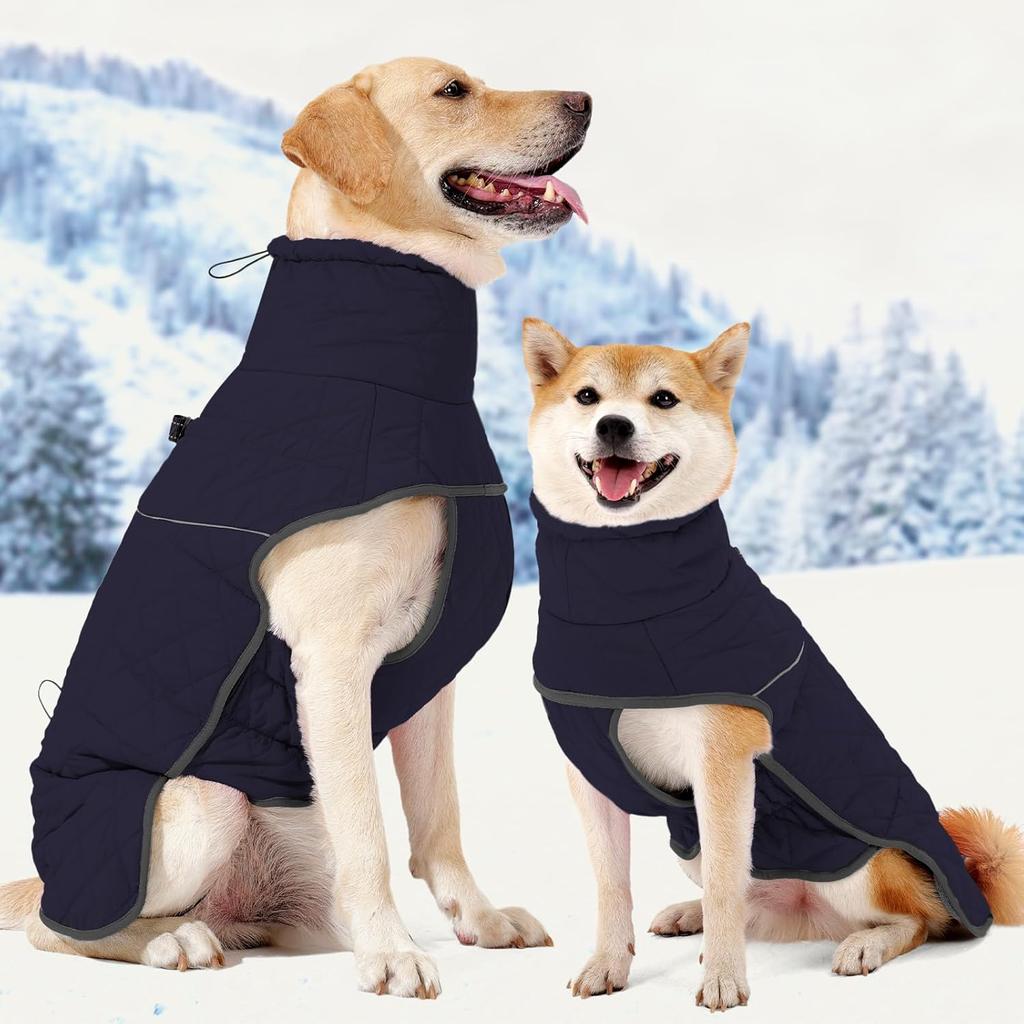 Dotoner Dog Jackets-Warm Dog Coat Reflective Fleece Vest Waterproof Winter Coat Cold Weather Coats for Large Dogs(M,Blue)