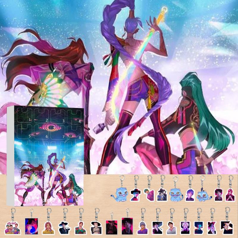 Kpop Vânătorii de Demoni Calendar de Advent Cutie Oarbă Calendar Numărătoare Inversă Cu 24 Jucării Brelocuri Cadouri Pungă Pandantiv Joc Amuzant Obiecte de Colecție