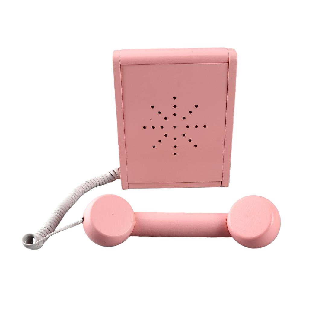 Kindersimulation Telefon Rosa Altmodisch Drehbarer Wählscheibenapparat Retro Design Holzsimulation Retro Wählscheiben Telefon