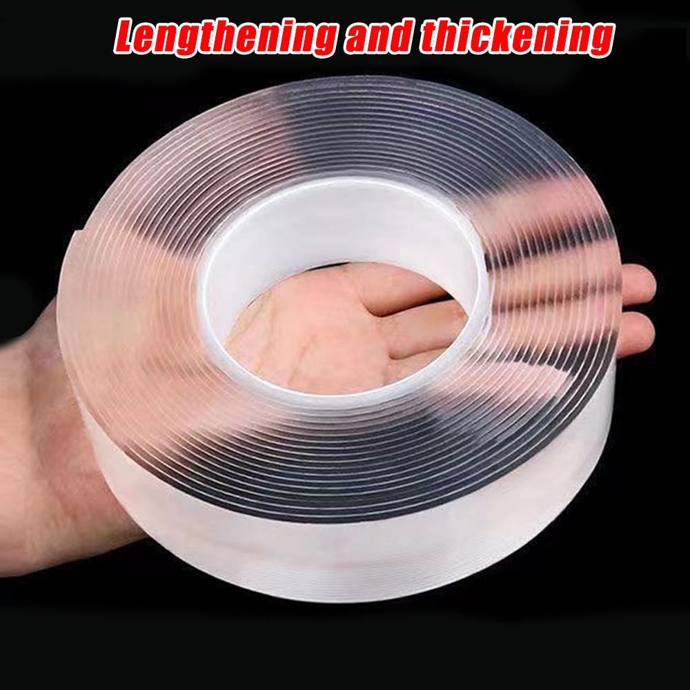 Dubbelhäftande tejp Nanotejp Återanvändbar Vattentät Väggklistermärke Icke-märkande Tvättbar Självhäftande Transparenta Tejper 1/2/3/5 Meter