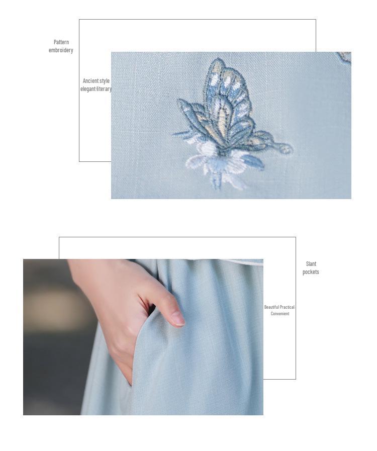 Top Hanfu Cheongsam din Bumbac și In Brodat cu Guler Înalt Retro de Primăvară