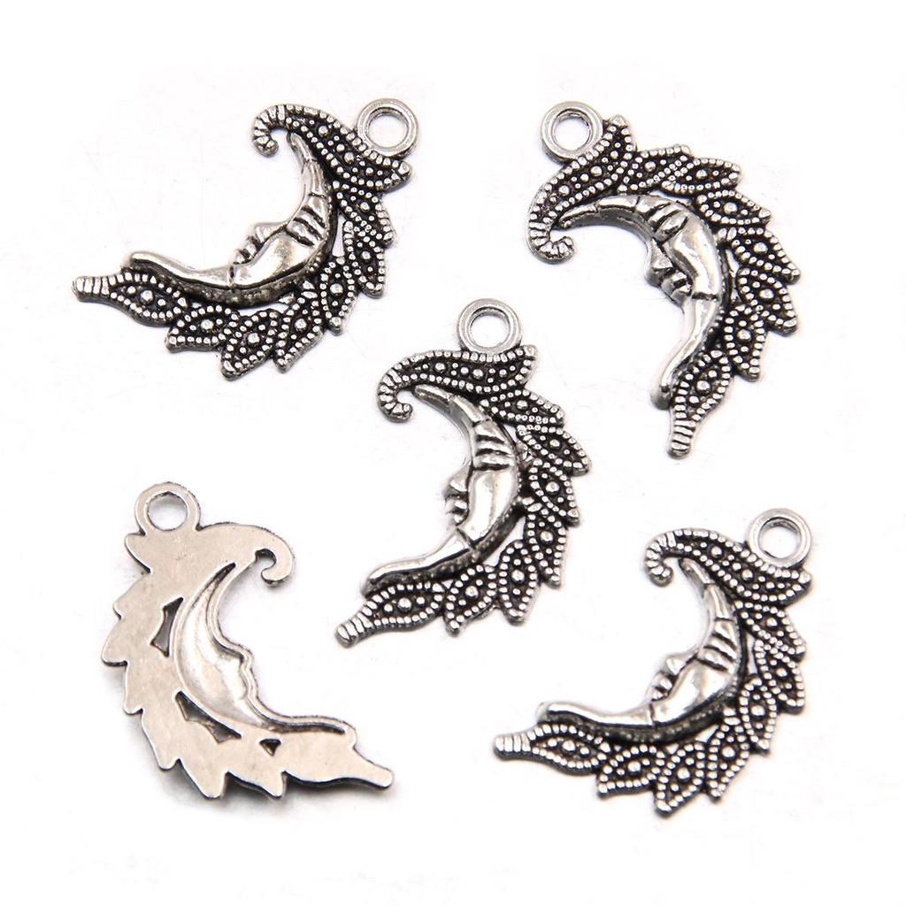 Handgefertigter Antiksilber Mondanhänger: Kreativer Natürlicher Charme Schmuck Accessoire