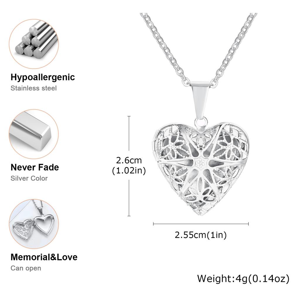 Vnox Ciondoli Medaglione Cuore Leggero per Donna Uomo Apribile Porta Foto Collane in Acciaio Inossidabile Lucido Amore Familiare Collare