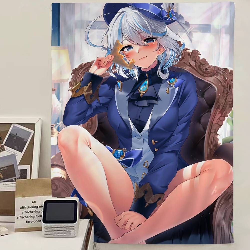 G-Genshin I-Impact F-Furina Anime Tapestry Art Science Fiction Room Home Decor Wall Art Decor