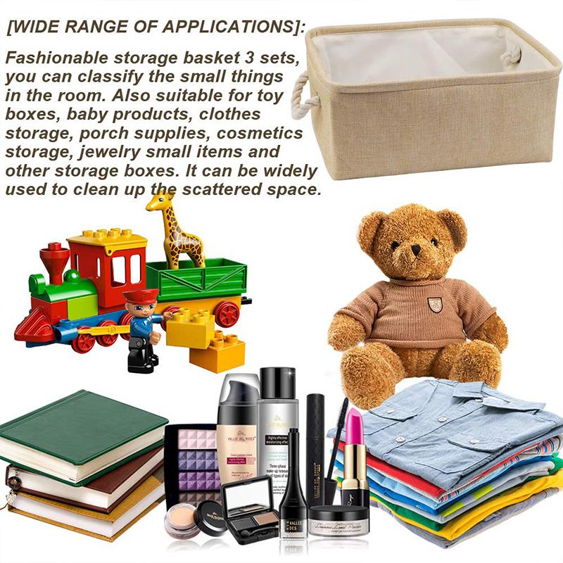 Fabric Storage Basket Home Clothes Toys Sundries Storage Box Foldable Canvas Open Storage Case With Handle Home Organization