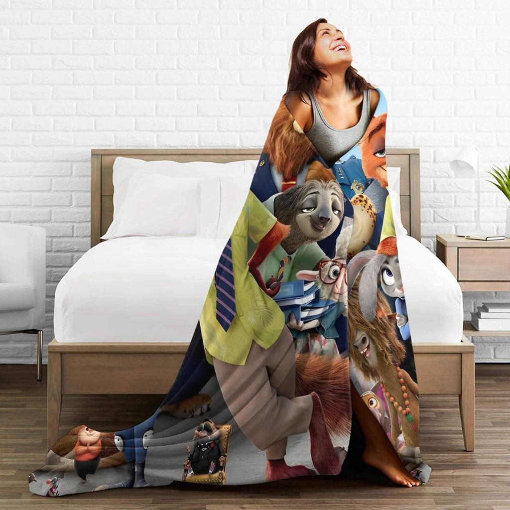Anime Zootopia Cartoon Blanket  Soft Warm Comfortable Plush Throw Blanket For Home Decor Travel Flannel Bedspread Bed Cover