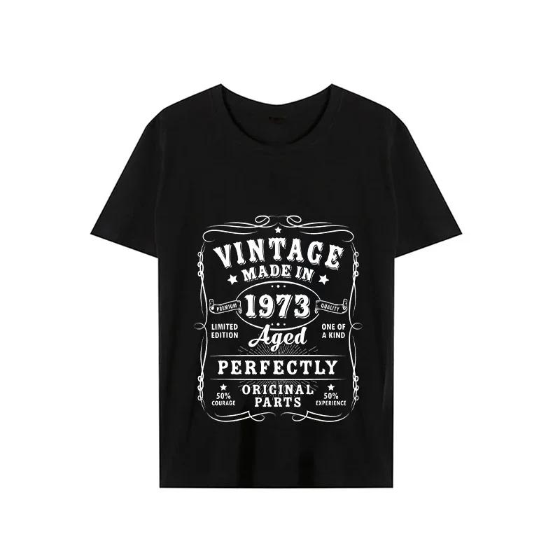 1973 50th Birthday Tshirts T-shirt Vintage 1973 Men Short Sleeve Tops Street 1973 T Shirt for Men T Shirt Oversize Tee Shirt Man