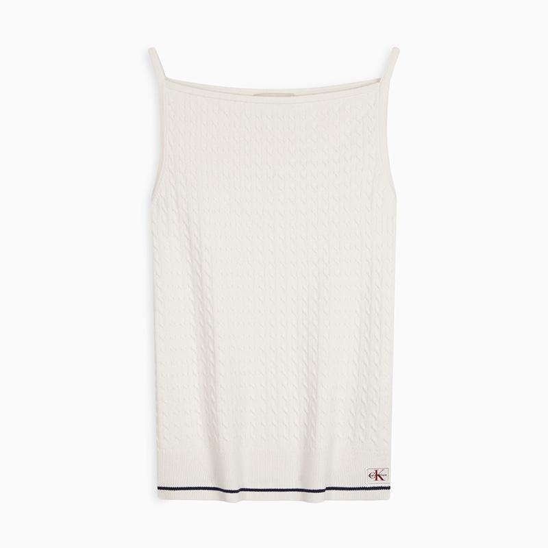 

Calvin Klein Vitality Girl Embroidered Logo Ribbed Cable Knit Tank Top Women tops 47F321G S