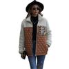 2025 New Women's Casual Fluffy Coat Long Sleeve Loose Round Neck Patchwork Zipper Animal Print Double-sided Fleece Outerwear