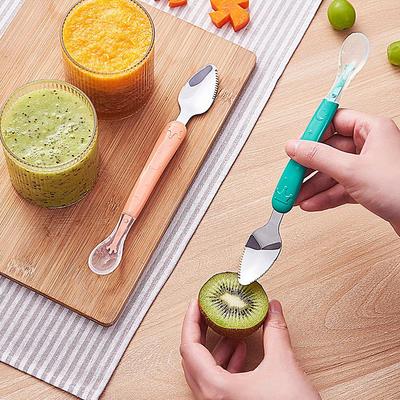 Dual-Ended Stainless Steel Baby Food Spoon with Storage Box