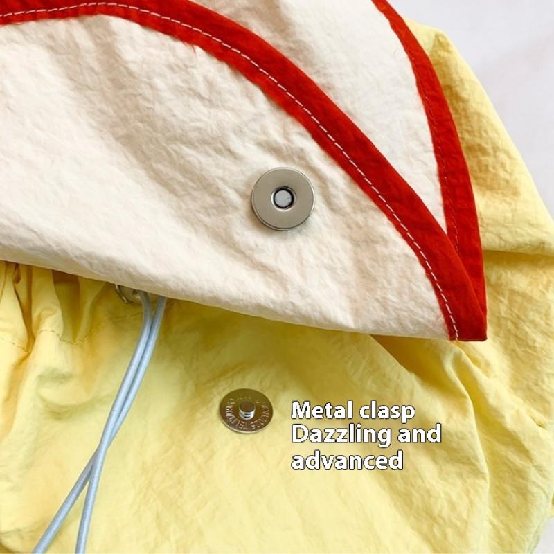 Dopamine Contrast Color Nylon Backpack Cute Fruit Shape String Shoulder Bags Female Leisure Commuting School Bag