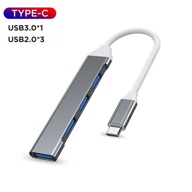 

USB-A 3.0/2.0 концентратор на Type C 5 Гбит/с высокоскоростная передача данных OTG адаптер кабель для мобильного телефона MacBook ПК ноутбук разветвитель 4 порта 0.19m