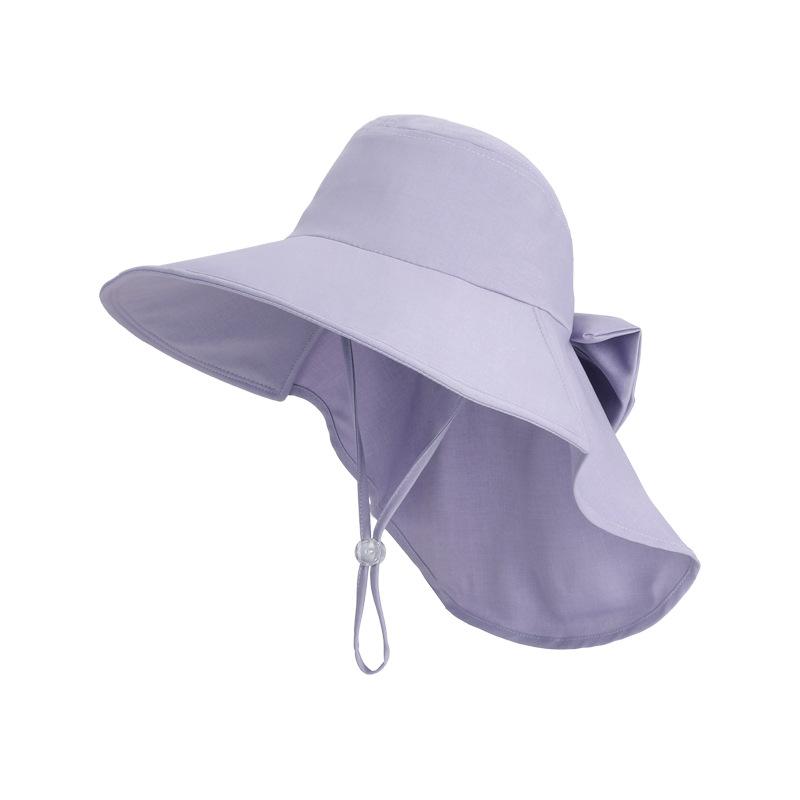 Spring and summer big eaves shawl neck protector bucket hat fashion hat women's outdoor sun hat with ponytail hole