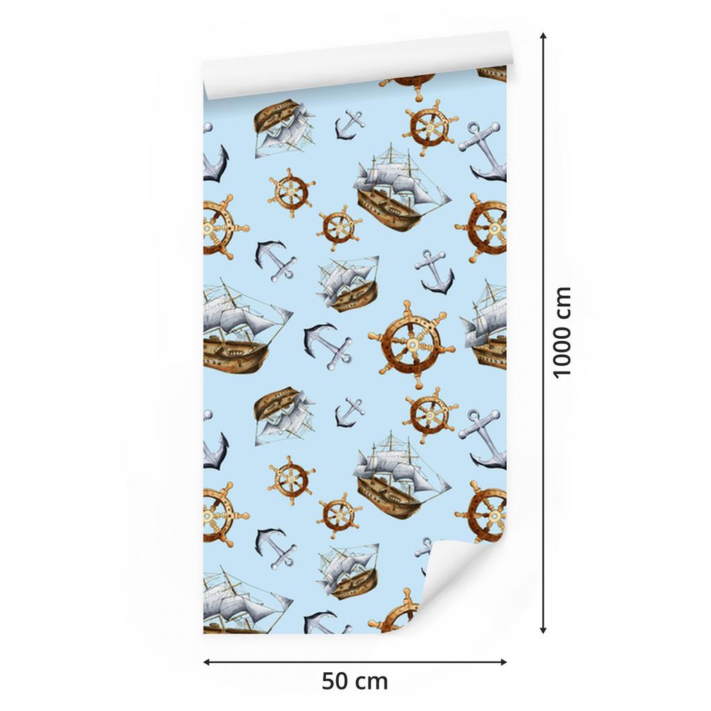 Wallpaper Sailing ships and anchors for living room and bedroom 50x1000