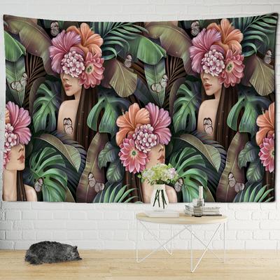 Tropische Pflanze Wandteppich Wandbehang Mädchen Psychedelische Hexerei Natürlich Böhmisch Hippie Schlafzimmer Heimdekor