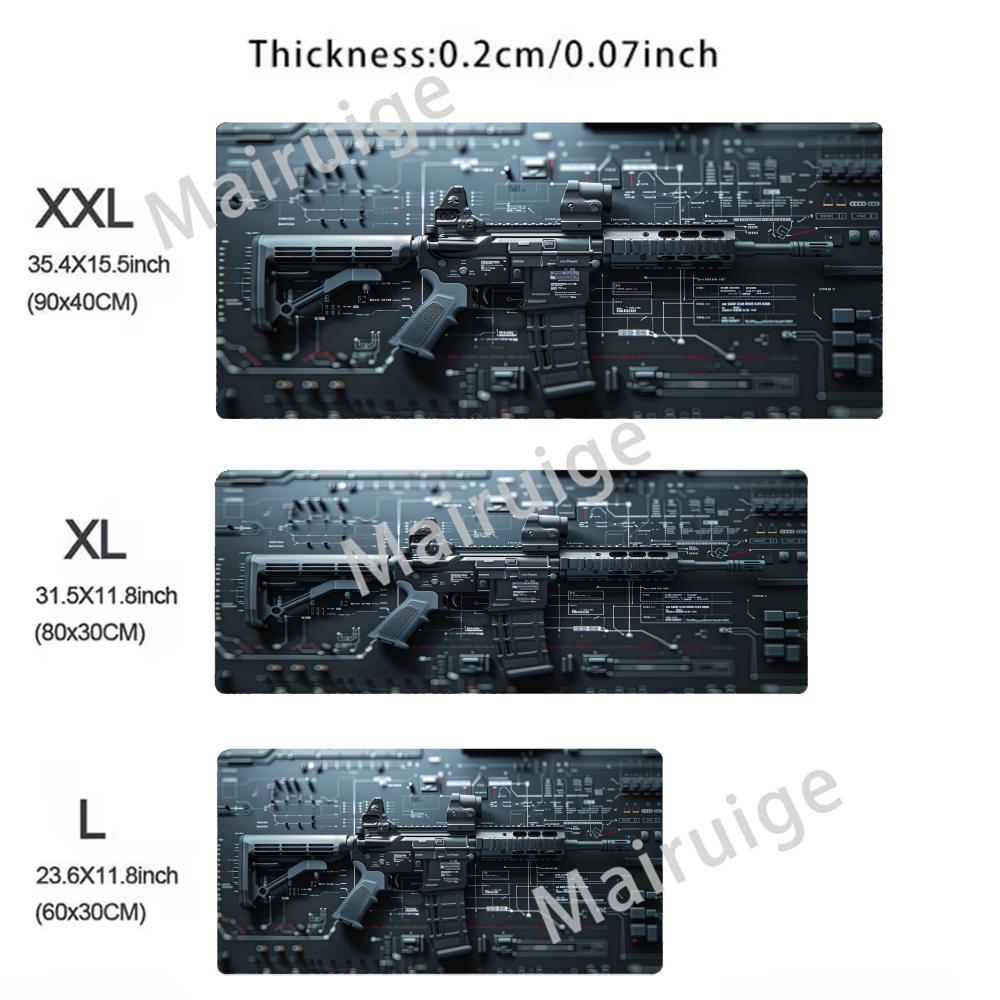 Super Cool Gun Model Keyboard Mouse Pad Desk Mat D Gaming Mouse Pad Gift Mouse Pad with NonSlip Rubber Base Stitched Edges