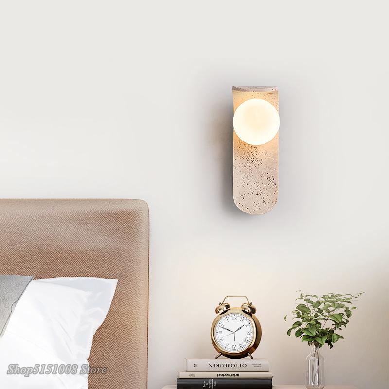 Cream wind LED  Wall Lamp Bedroom Bedside lamp Background Outdoor Stone Kitchen Restaurant Corridor Sconce Lighting Indoor Decor
