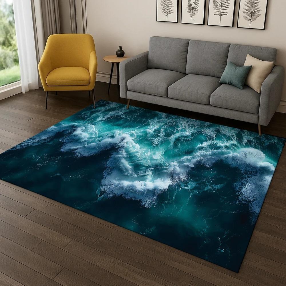 Ocean Waves Sea View Pattern Carpet Rug for Bedroom Living Room Sofa Doormat Home Kitchen Decor Home Carpets for Living Room