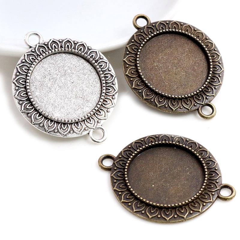 10pcs 20mm Inner Size Antique Silver Plated Bronze Rose Gold Black Classic Style Cabochon Base Setting Charms Pendant