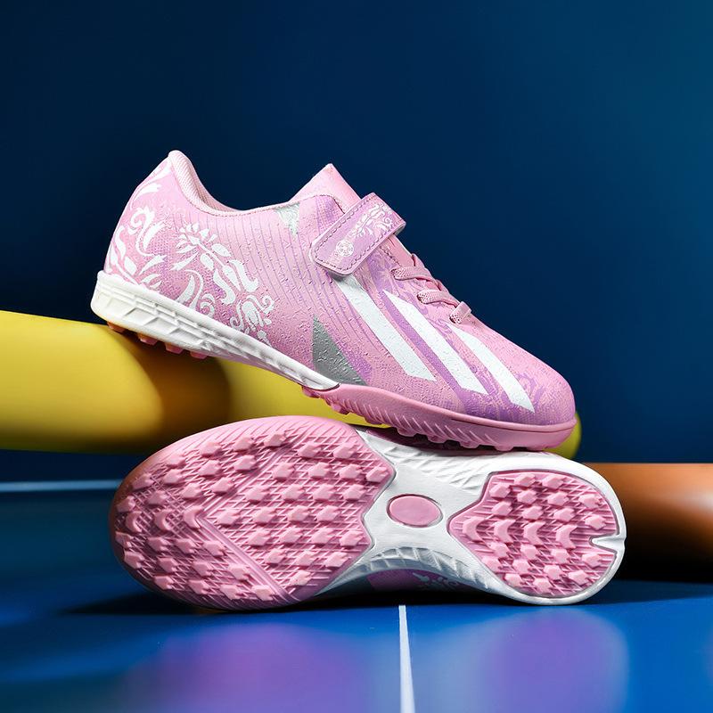 New Velcro children's football shoes boys and girls primary school students broken nail sneakers artificial grass game training shoes