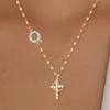 Full Diamond Rotatable Crown Cross with 26 Letter Copper Gold Plated Jewelry Accessory Necklace