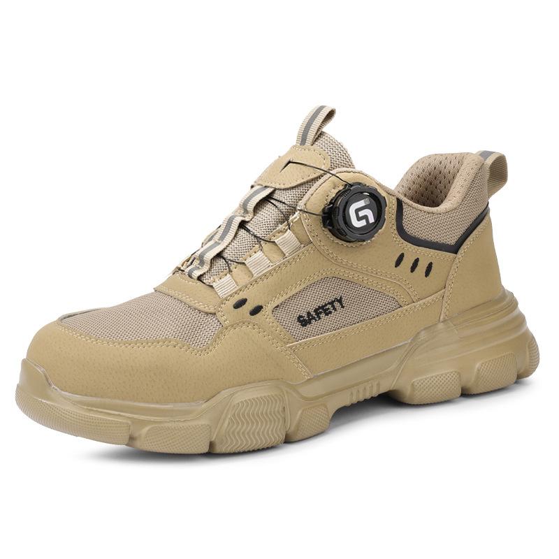 Fashion Safety Boots Fashion New Safety Work Shoes Anti-smash Anti-puncture Anti-odor Men Wear Shoes Non-slip Knob Buckle Steel Toe Shoe