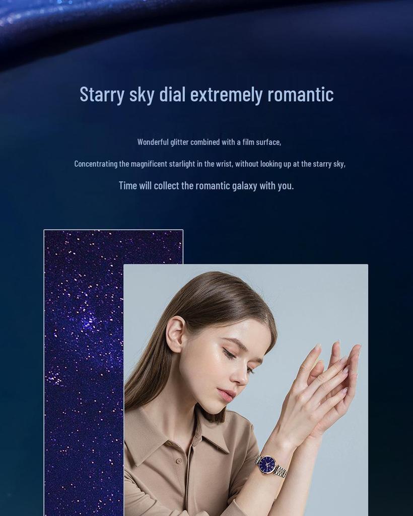 SK Women's Starry Sky Luxury Waterproof Steel Band Watch - Model 0182