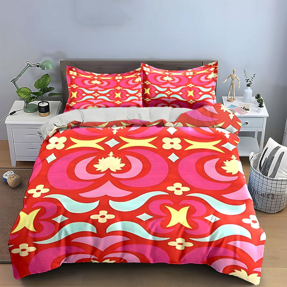 Vibrant Retro Floral Symphony Bedding Sets Duvet Covers Pillowcases(1* Duvet Cover 2* Pillowcases Without Duvet Insert)