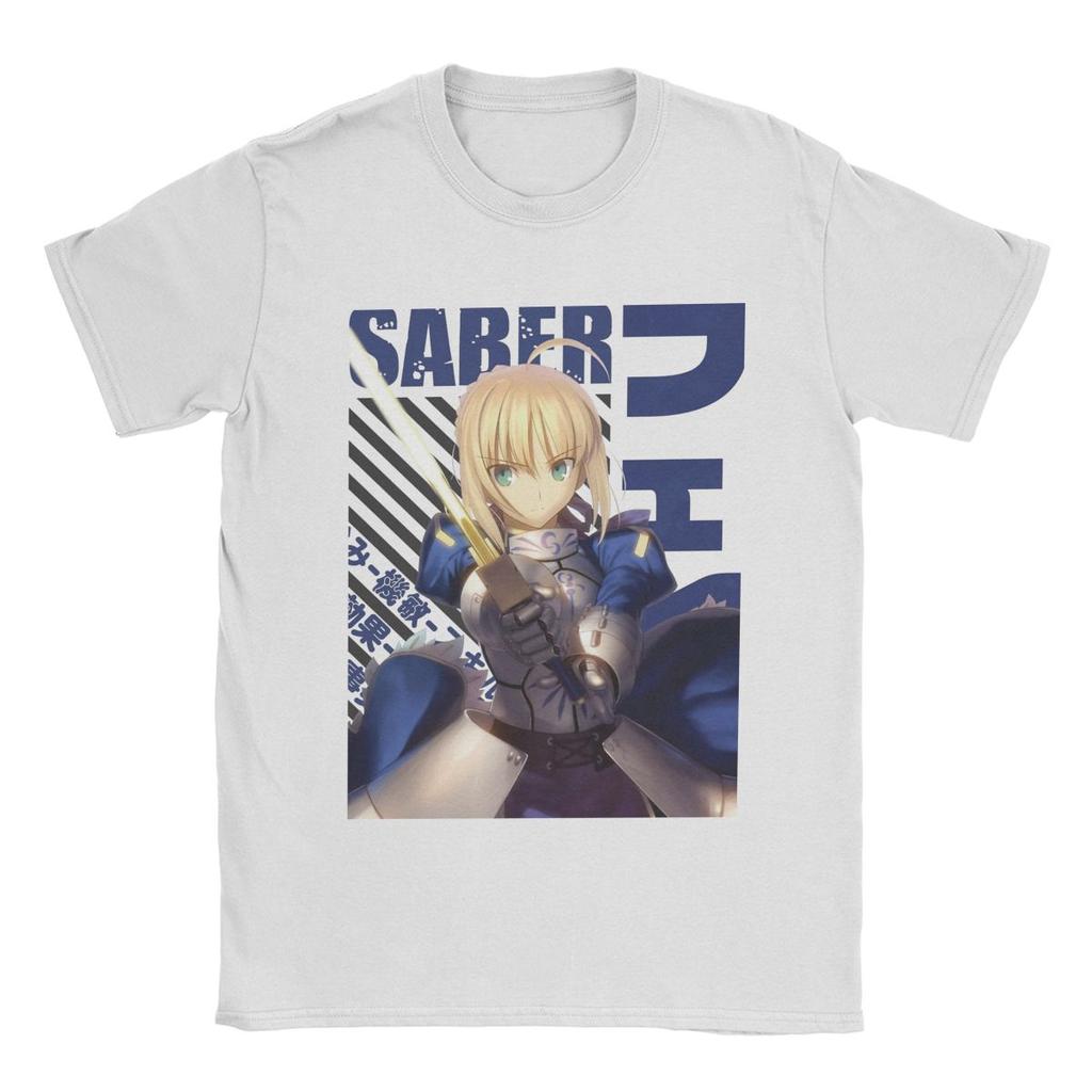Amazing Fate Stay Night Saber T-Shirts Men O Neck Cotton T Shirts Anime Short Sleeve Tees Plus Size Clothing