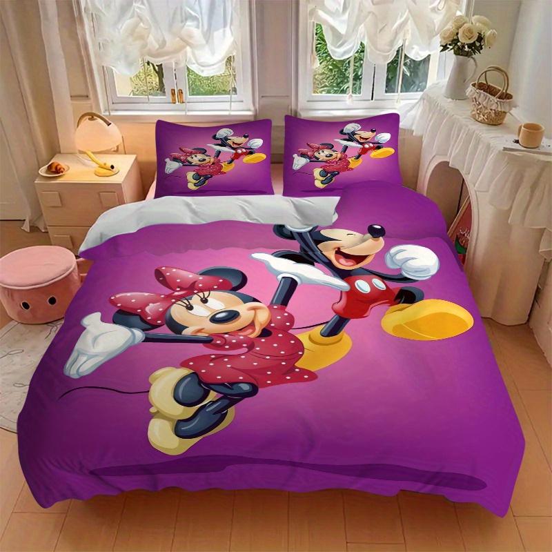 3pcs Excited Mickey Minnie Quilt Cover Set - Soft and Cozy Bedroom, Guest Room and Dorm Decorative Bedding 3-Piece Set 1 Quilt Cover + 2 Pillow S