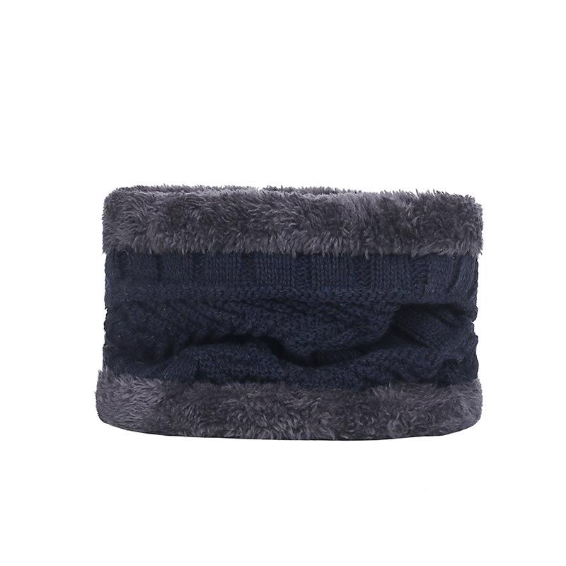 Men's Winter Knitted Wool Hat with Velvet Lining and Scarf for Ear Protection