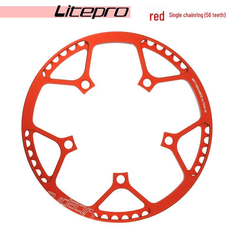 Litepro Folding Bike Crankset with Round Chainrings: 45T, 47T, 53T, 56T, 58T - Square Hole Design