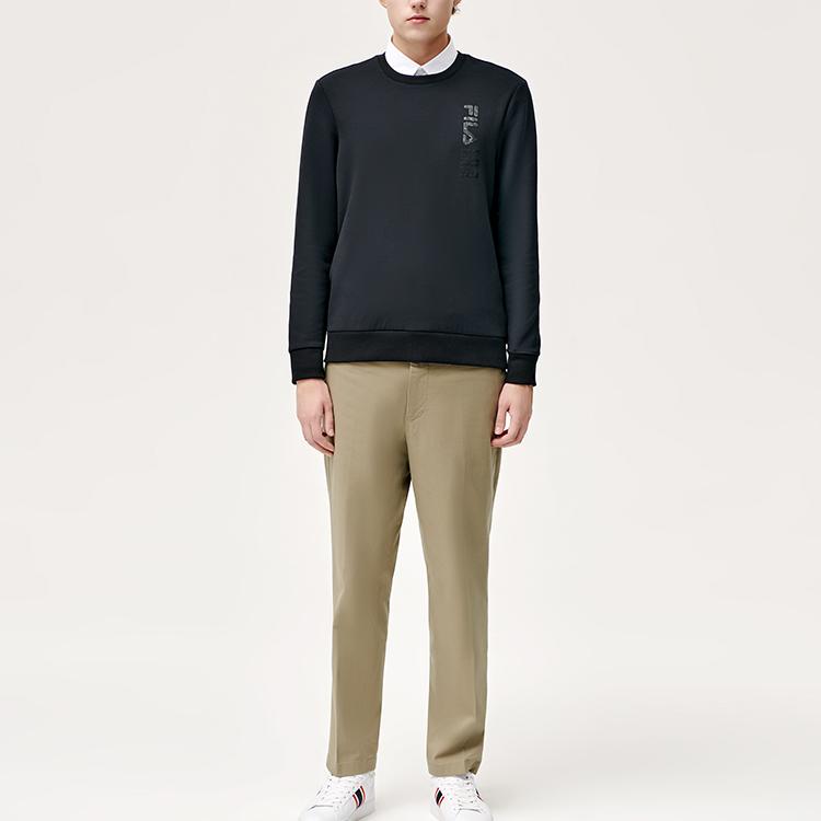 Fila Logo Pullover Sweatshirt Men Sweatshirts Black F11M147205FBK