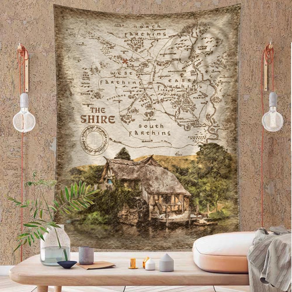 Retro Statue Map Tapestry Wall Hanging Hippie Tapiz Abstract Witchcraft Minimalist Bohemian Living Room Bedroom Home Decor