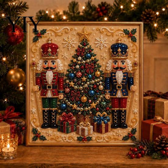 Detailed Resin Faux Diamond Kit Christmas Pearl Art Kit, 20x20cm Xmas Painting DIY Sparkling 3D Craft for Adults, Festive Wall Decor Unique