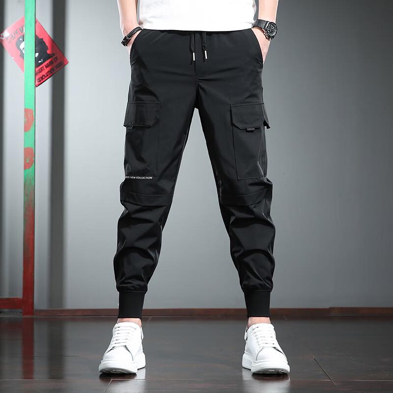 

Jieleinuo Men s Loose Fit Ice Silk Quick-Dry Jogger Pants S