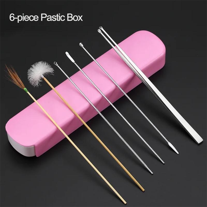 

6/11/20/23pcs Ear Canal Cleaning Massager Set Ear Wax Cleaning Goose Feather Stick Light Up Ear Hollowing Spoon Ear Pick Tools
