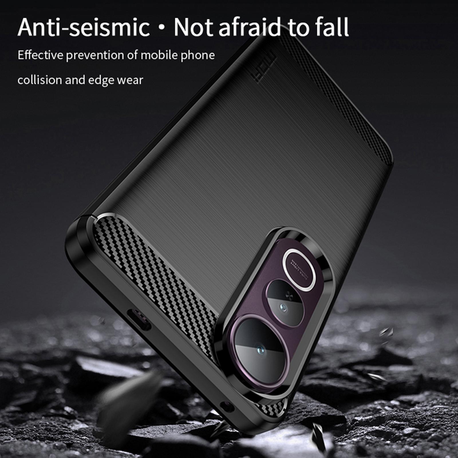 

For vivo V50 Lite 5G Back Cover MOFI Brushed Texture Carbon Fiber Soft TPU Case Red