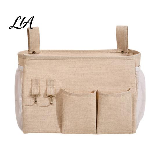 Nursery Room Organization Baby Crib Bedside Organizer, Multi-partition Pockets Hanging Storage Bag, Durable Changing Table Polyester Side Caddy